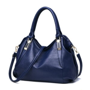 Soft Shoulder Handbag with Crossbody Strap – Dark Blue