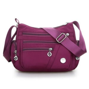 Multi-Pocket Crossbody Shoulder Bag – Wine Purple