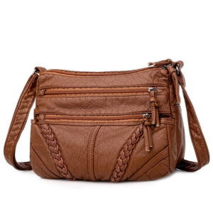 Braided Detail Crossbody Shoulder Bag – Brown