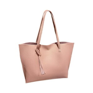 Large Tote Shoulder Bag with Tassel Detail – Light Pink
